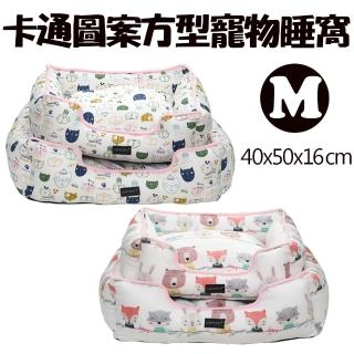 【IRIS】M號 寵物卡通方型睡窩/睡墊LFBK 一入(森林動物/貓咪)