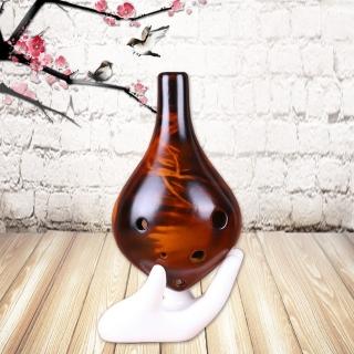 【美佳音樂】6孔中音C調 古典稻草燻燒陶笛 中音陶笛(附高級收納包/掛繩/教材/擦布)