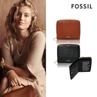 【FOSSIL】Logan 迷你多功能真皮RFID防盜短夾(黑色、咖啡色任選)