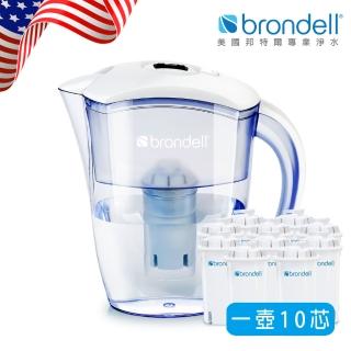 【Brondell】美國邦特爾極淨白濾水壺+10入芯