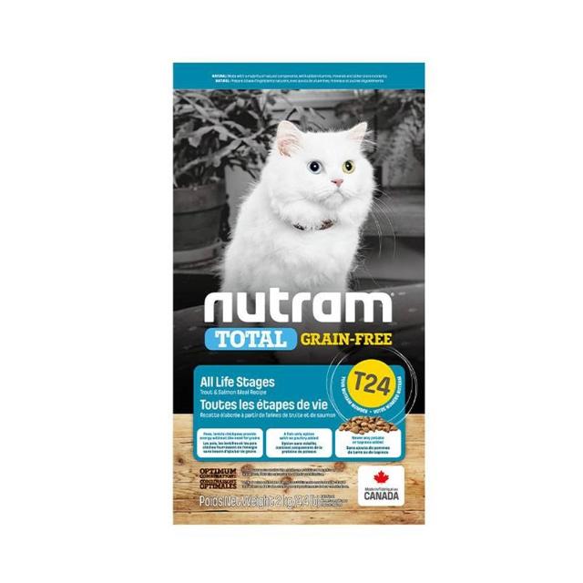 【Nutram紐頓】新客組2入T22/T24無穀全能系列貓飼料2kg/4.4lb(火雞/鮭魚) 