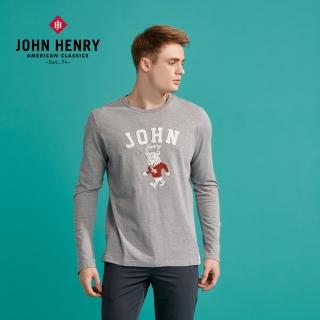 【JOHN HENRY】美式刺繡徽章長袖T恤-灰