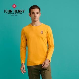 【JOHN HENRY】倫敦雙層巴士刺繡長袖T恤-黃