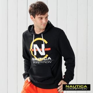 【NAUTICA】COMPETITION大LOGO連帽長袖T恤(黑色)