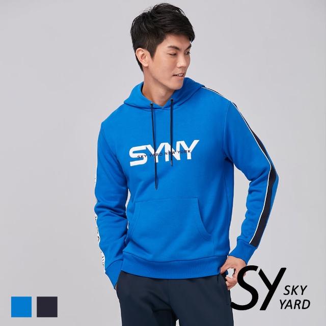 SKY YARD【SKY YARD】字母滾邊SYNY繡花連帽T恤(藍色)