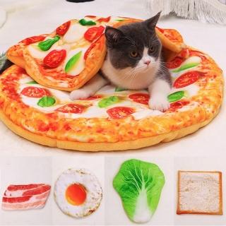 【KOTI 日安生活】仿真食物造型寵物墊S號-披薩荷包蛋培根白菜(貓窩狗窩寵物床睡窩睡墊保暖)