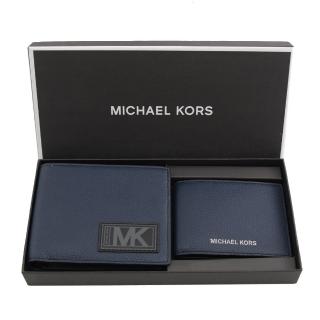 【Michael Kors】GIFTING 經典短夾名片夾雙組合禮盒組(深藍)