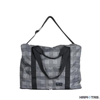 【HAPI+TAS】新 日本原廠授權 3WAY摺疊旅行袋 黑灰色蘇格蘭格紋(HAP0104/旅行袋/ 摺疊收納袋/購物袋)