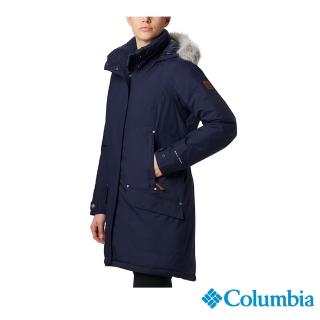 【Columbia 哥倫比亞】女款- 防水Omni-Heat鋁點保暖550TD羽絨長版外套-深藍(UXR47170NY / 保暖.防水.羽絨)