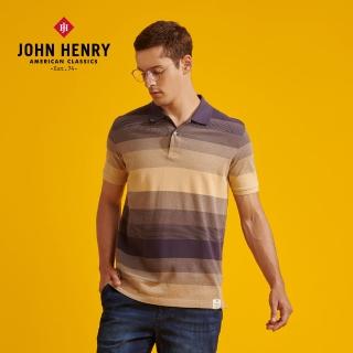 【JOHN HENRY】美國棉漸層設計短袖POLO-藍