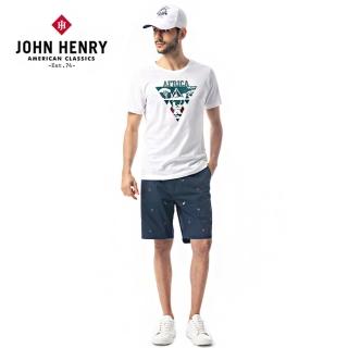 【JOHN HENRY】非洲大草原印花短袖T恤-白