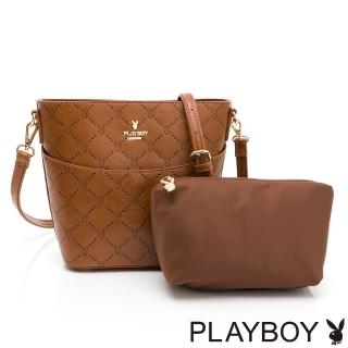 【PLAYBOY】水桶包附長背帶 點點兔系列(咖啡色)