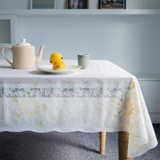 【日本meiwa】明和蕾絲防水桌巾-菊花132*175CM(桌巾/餐桌巾/桌布/桌墊)