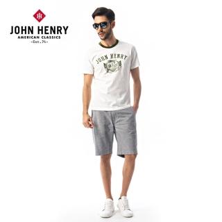 【JOHN HENRY】休閒棉質綁帶短褲-灰