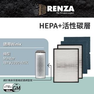 【RENZA】濾網 適用Winix Master 360度 Filter GM 2片HEPA&2片活性碳(AMSU990-IWK 空氣清淨機 大坪數)