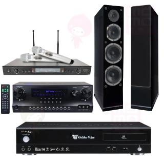 【金嗓】點歌機4TB+擴大機+無線麥克風+喇叭(CPX-900 R2+DW1+SR-928PRO+AS-168黑色)