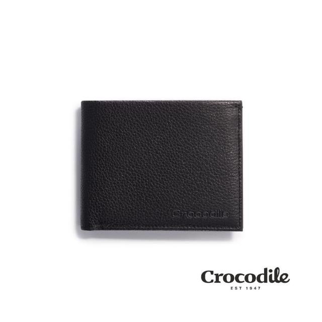 【Crocodile】鱷魚皮件 真皮皮夾 短夾 11卡 中翻窗格 拉鍊零錢袋 男夾-0103-09902-黑藍兩色(Rocky系列)