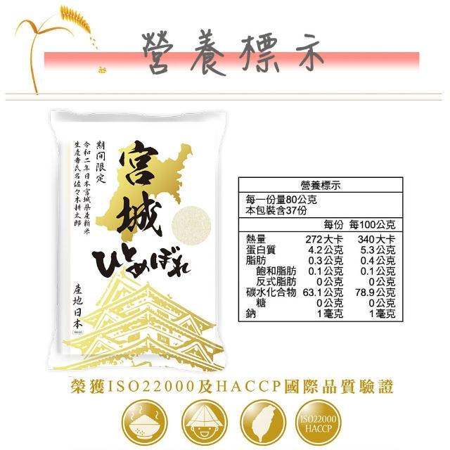 三好米 一見鍾情米3kg一等米 日本宮城縣限定 日本米 Momo購物網