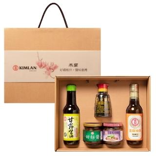 【金蘭食品】木蘭禮盒(甘露醬油295ml+金蘭油膏295ml+桌上瓶148ml+素瓜仔肉180g+甜麵醬200g)