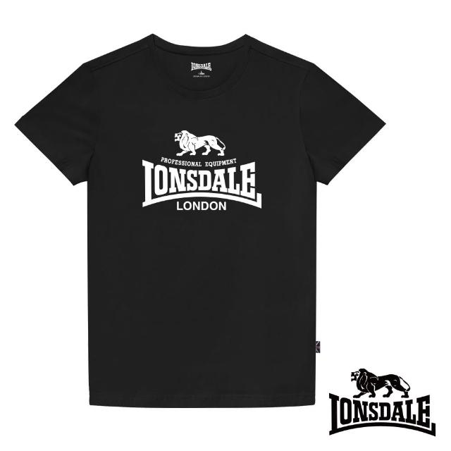 【LONSDALE 英國小獅】經典LOGO短袖T恤(黑色LT001)