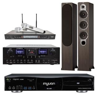 【音圓】點歌機4TB+擴大機+無線麥克風+喇叭(S-2001 N2-350+A-860+SR-928PRO+S428木色)