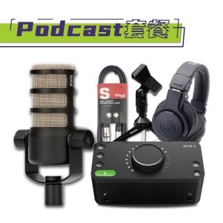 【Podcast進階套餐】RODE POD MIC＋Evo 4 2in+M20x耳機＋MIC架＋MIC線(原廠公司貨 商品保固有保障)
