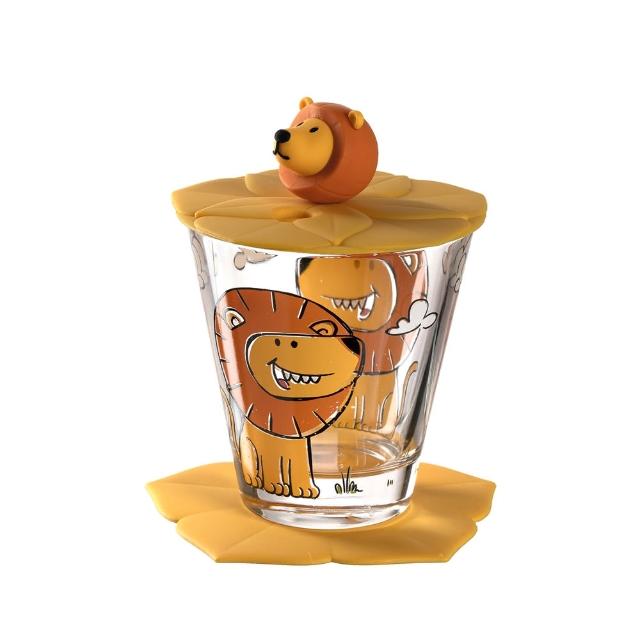 【LEONARDO 里歐】有趣可愛兒童玻璃杯215ml(戶外用品/防蟲杯蓋/吸管孔杯蓋/禮品)