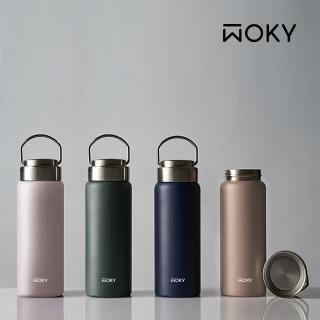 【WOKY 沃廚】提手輕芯鈦瓷易潔層保溫杯500ml(保溫瓶)