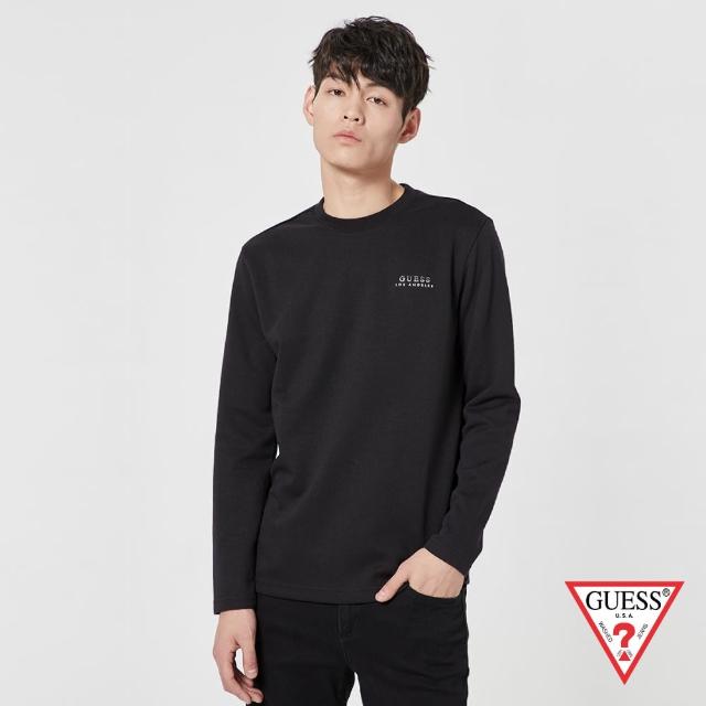 GUESS【GUESS】男裝-雙色刺繡LOGO長袖上衣-黑(MJ3K9453KBLK)