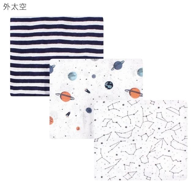 【Hudson Baby】嬰兒多用途純棉紗布巾包巾3入組(寶寶新生兒muslin浴巾/哺乳巾/推車毯/彌月禮)