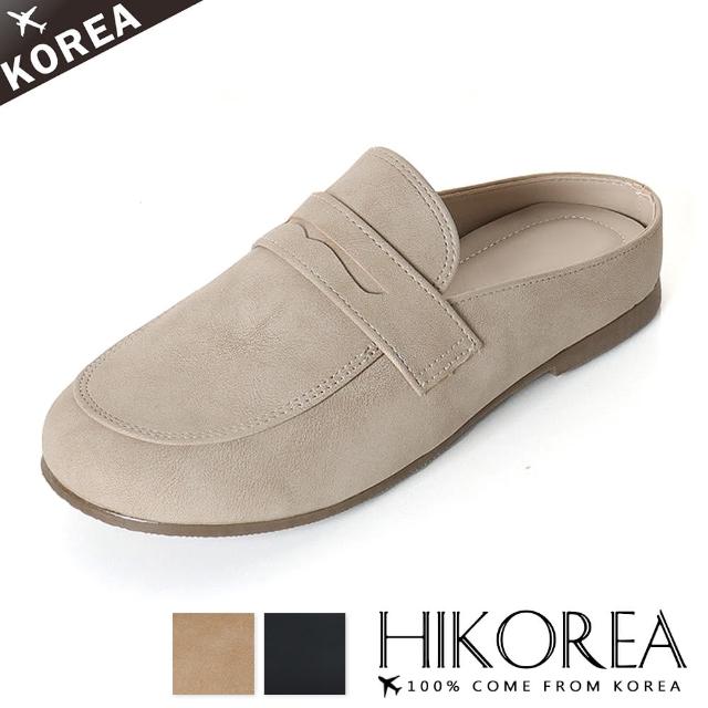 【HIKOREA】正韓製/版型偏小。浪漫滿版一字皮革素面微跟穆勒鞋(71-3226三色/現貨+預購)