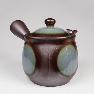 【福介商店】日本陶壺 萬古燒 未來型 青 橫手急須 0.4L(泡茶壺 沖泡壺 橫柄壺具)