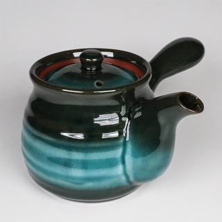 【福介商店】美濃燒 海洋綠 六兵衛 橫手急須0.5L(泡茶壺 沖泡壺 橫柄壺具)