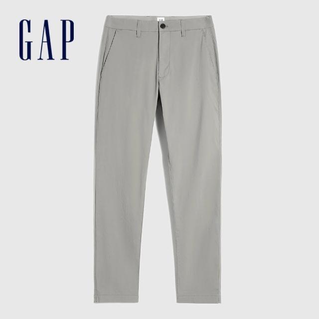 【GAP】男裝 商務風中腰直筒型休閒褲(754378-煙灰色)