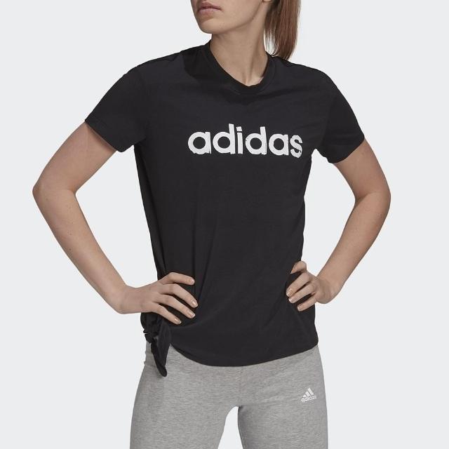 【adidas 愛迪達】上衣 女款 短袖上衣 運動 訓練 W D2M LIN T 黑 GV5170