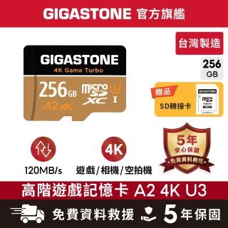 【Gigastone 立達國際】4K高速遊戲 攝影 監視器記憶卡 A2U3 256GB Game Turbo(台灣製/資料救援/microSD)