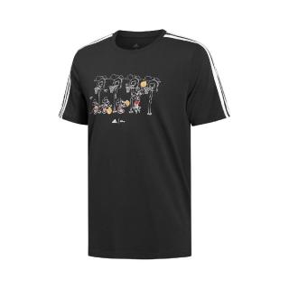 【adidas 愛迪達】T恤 Mickey In Motion Tee 男款 愛迪達 三線 迪士尼 米奇打籃球 黑 白(GL3085)