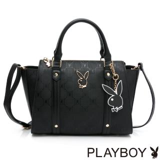【PLAYBOY】手提包附長背帶 Brilliant系列(黑色)