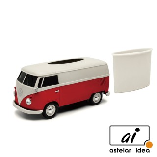 【astelar idea】WELLY 復古經典雙色Volkswagen T1汽車面紙盒 Tissue Box(紅)