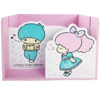 【小禮堂】雙子星 造型木質多功能收納盒 衛生紙盒 化妝品盒 桌上型收納盒 《粉綠 45週年》