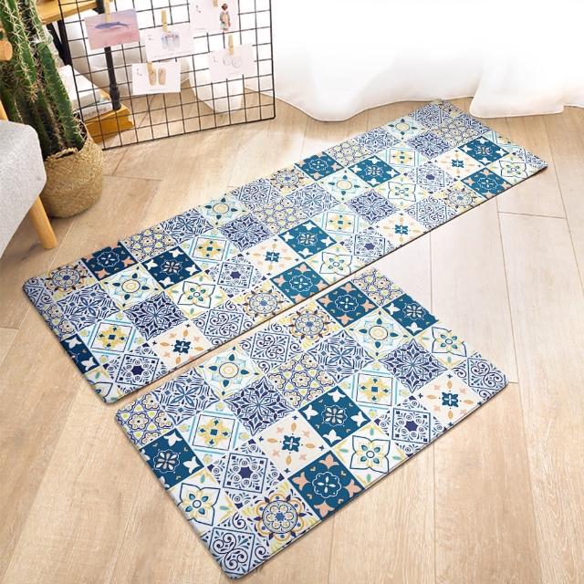 【半島良品】買長送短-防油防水減壓皮革廚房地墊120x45+75x45cm(多款選 台灣印刷 輕回彈 減壓好清潔)