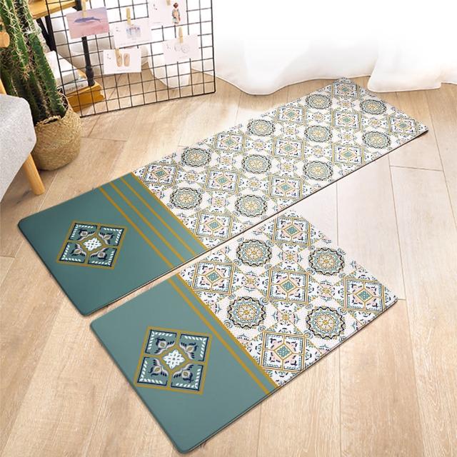 【半島良品】買長送短-防油防水減壓皮革廚房地墊120x45+75x45cm(多款選 台灣印刷 輕回彈 減壓好清潔)