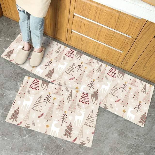 【半島良品】買長送短-防油防水減壓皮革廚房地墊120x45+75x45cm(多款選 台灣印刷 輕回彈 減壓好清潔)