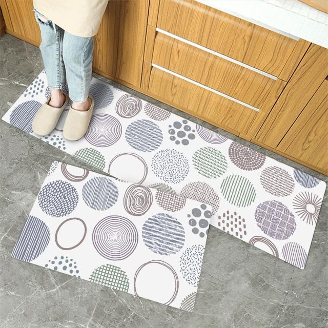 【半島良品】買長送短-防油防水減壓皮革廚房地墊120x45+75x45cm(多款選 台灣印刷 輕回彈 減壓好清潔)