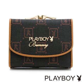 【PLAYBOY】三折式口金短夾 焦糖可可系列(咖啡色)
