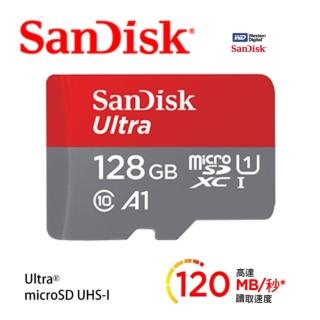 【SanDisk 晟碟】全新升級版 Ultra microSDXC UHS-I A1 128GB 記憶卡(120MB/s 原廠10年保固)