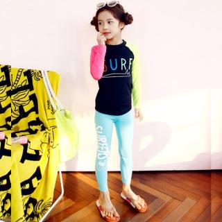 【泳衣果】兒童泳裝M-4L採紅菱水母二件套泳衣小朋友(長袖+長褲)