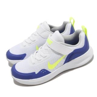 【NIKE 耐吉】休閒鞋 WearAllDay PS 運動 童鞋 基本款 舒適 輕量 魔鬼氈 中童 穿搭 白 藍(CJ3817-104)