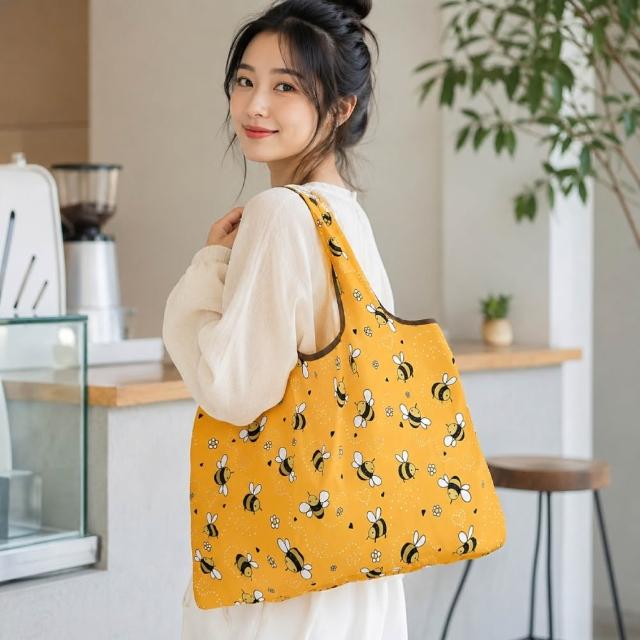 【FIFIOO 杏屋家居】超質感厚實環保摺疊購物袋(大款/58x40x18公分)