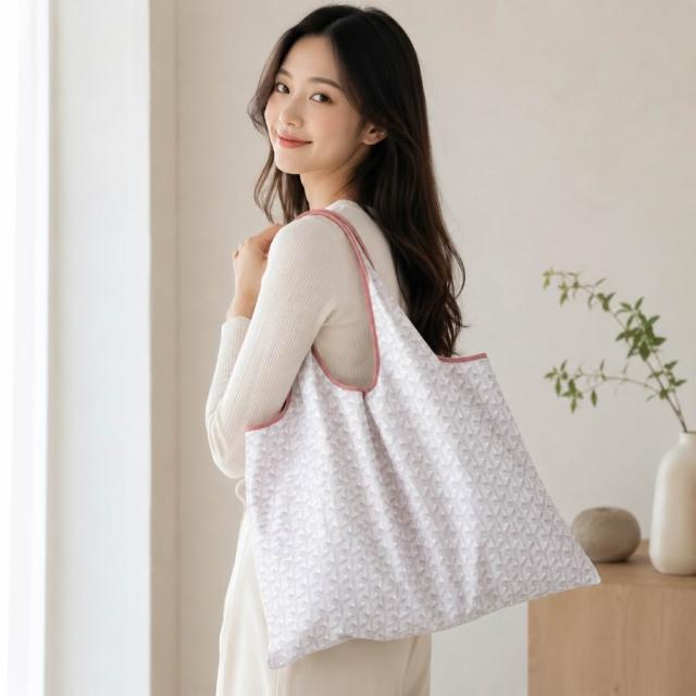 【FIFIOO 杏屋家居】超質感厚實環保摺疊購物袋(大款/58x40x18公分)
